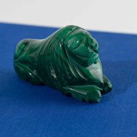 Malachit Geschnitzter Löwe - Grüner Naturstein Handgefertigt Kongo-Amulett von thevintageadvisor