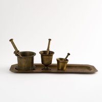 Vintage Miniatur Messing Mörser & Stößel Sammlung - Mini Apotheke Werkzeuge von thevintageadvisor
