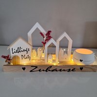 Deko Set Home Wohnen Lieblingsplatz Zuhause Lichterkette Geschenk Kerze Häuschen Schrank Tisch Skandi Holz Ganzjährig Geburtstag Mitbringsel von thinkofyoumimi