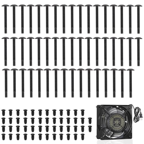 100 Stück Computer Gehäuse Lüfter Schrauben Kit, Lüfterschrauben, 2 Arten von Schrauben, Gehäuse-Ventilatorschrauben, lange und kurze, für Laptop PC Computer Reparatur Zubehör Pack, Schwarz von thirei