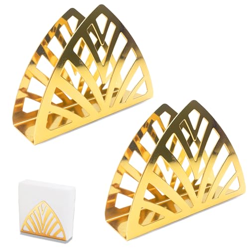2 Stück Serviettenhalter, Einfachheit Rostfreier Stahl Dreieck für Küchenarbeitsplatten, Esstische, Gold von thirei