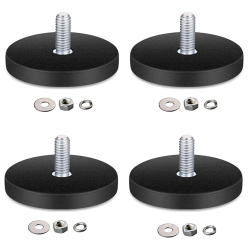 4 Stück Neodym Magnete, Ø 43mm mit M6 Außengewinde, Magnete mit Gewinde, mit Gummi-Mantel Anti-Rutsch, für Schrauben Öse oder Haken von thirei