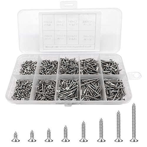 800pcs Selbstschneidende Schrauben, Blechschrauben, Flachkopf Kreuzkopf Karosserieschrauben Sortiment, Edelstahl Blechschrauben 4mm / 5mm / 6mm / 8mm / 10mm / 12mm / 16mm / 20mm 800pcs Selbstschneidende Schrauben, Blechschrauben, Flachkopf Kreuzkopf Karosserieschrauben Sortiment, Edelstahl Blechschrauben 4mm / 5mm / 6mm / 8mm / 10mm / 12mm / 16mm / 20mm von thirei