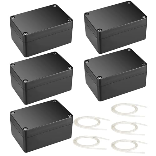 Abzweigdose Wasserdicht, 5 Stück Verteilerdose Außen IP66, 58 x 83 x 34 mm Schwarz Electronic Projekt Box, Elektrozubehör Gehäuse Kunststoff von thirei