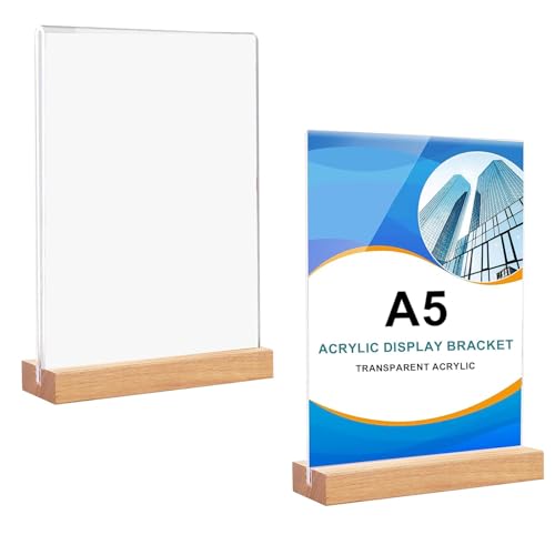 Acryl Aufsteller, 2 Stück Tischaufsteller, A5 Tischaufsteller Aufsteller, T Form Tischaufsteller, Dualer Kartensteckplatz Plakatständer, Schildhalter mit Holz Sockelboden, für Restaurant, Laden Acryl Aufsteller, 2 Stück Tischaufsteller, A5 Tischaufsteller Aufsteller, T Form Tischaufsteller, Dualer Kartensteckplatz Plakatständer, Schildhalter mit Holz Sockelboden, für Restaurant, Laden von thirei