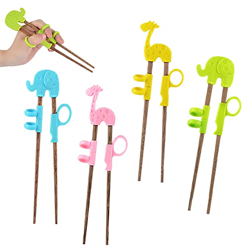 Essstäbchen für Kinder, 4 Paar Training Essstäbchen, Wiederverwendbare Kinder Essstäbchen, Lernen Stäbchen Tiere Lernen Stäbchen Elefant Giraffe von thirei