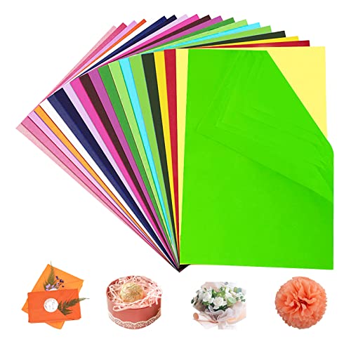 Seidenpapier, 100 Stück A4 Transparentpapier Bunt, 20 Farben, Für Zumdekorieren,Basteln und Verpacken von Geschenken von thirei