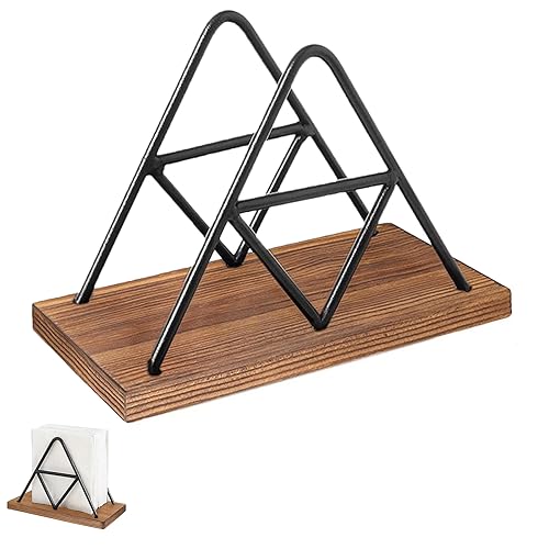 Serviettenhalter, Holz Und Metall Serviettenspender, Für Küche, Esszimmer Und Bar Dekoration, Schwarz von thirei