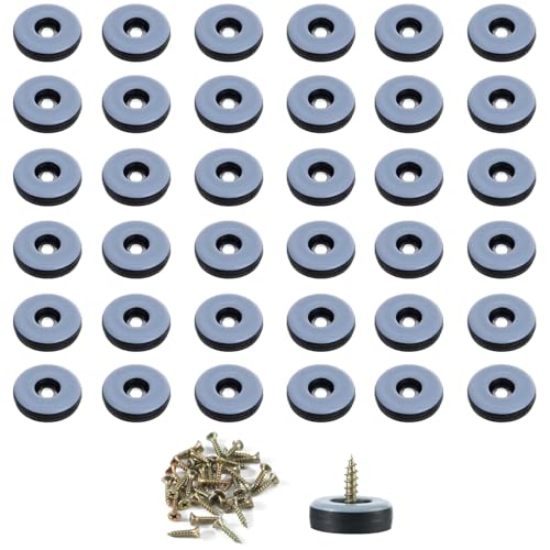 Teflongleiter,36 Stück Teflongleiter zum Schrauben, Ø 22 mm Möbelgleiter, mit 36 Stück Edelstahlschrauben, für Möbel Sessel Stuhlbeine von thirei