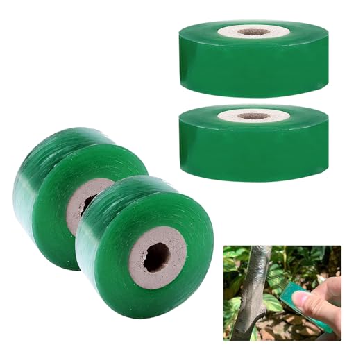 Veredelungsband, 4 Stück Transparent Pfropfband, 2cm Breit Fuß Pfropfen Dehnbare Band, Dehnbares Selbstklebendes und Transparent, Pfropfband für Garten, Baumschule, Baumsetzlinge, Blumen, (Grün) von thirei