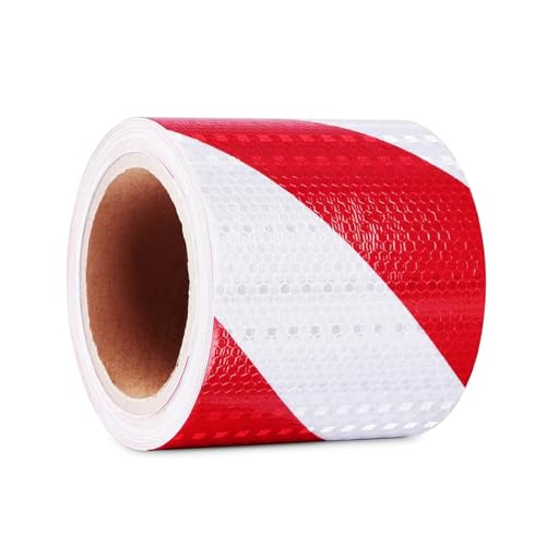 thirei 12m × 10cm Reflektierendes Klebeband, Wasserdicht Reflektierendes Klebeband Rot Weiß, Warnaufkleber Reflektorband, für Warnmarkierung Sicherheit von thirei
