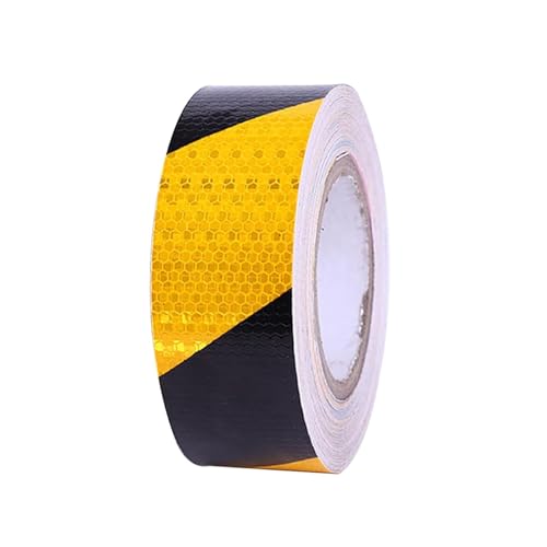 thirei 12m × 5cm Reflektierendes Klebeband, Warnklebeband Sicherheitsband-Conspicuous Gelb Schwarz, Warnaufkleber Reflektorband, für Warnmarkierung Sicherheit von thirei