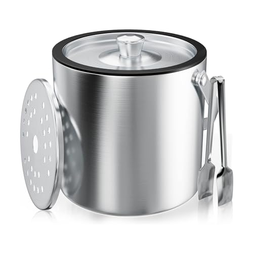 thirei 3L Eiswürfelbehälter, Eiswürfelbehälter Aufbewahrung, Edelstahl Eisbehälter, mit Sieb und Eiszange, zur Aufbewahrung von Eis und zum Kühlen von Getränken thirei 3L Eiswürfelbehälter, Eiswürfelbehälter Aufbewahrung, Edelstahl Eisbehälter, mit Sieb und Eiszange, zur Aufbewahrung von Eis und zum Kühlen von Getränken von thirei