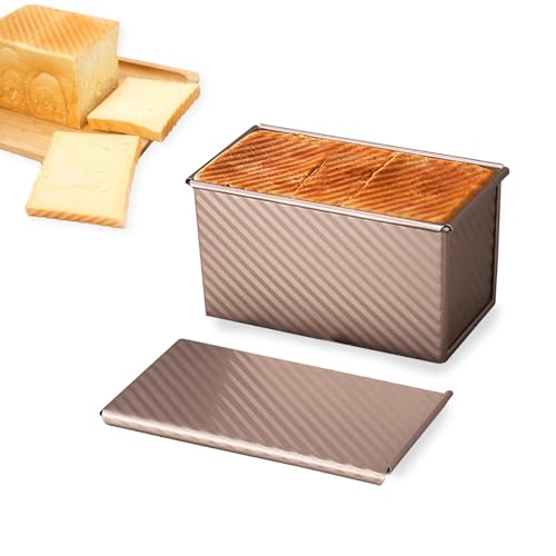 thirei Brotbackform mit Deckel,450G Brotbackformen, Toastbrot Backform, Brotbackform mit Deckel, für Brot, Kuchen und Gebäck, Rose Gold von thirei