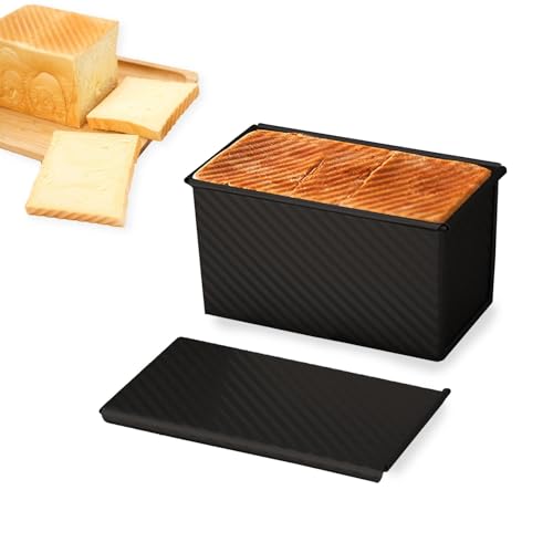 thirei 450G Teig Brotbackform mit Deckel, Toastbrot Backform, Brotbackformen, für Brot, Kuchen und Gebäck, Schwarz von thirei
