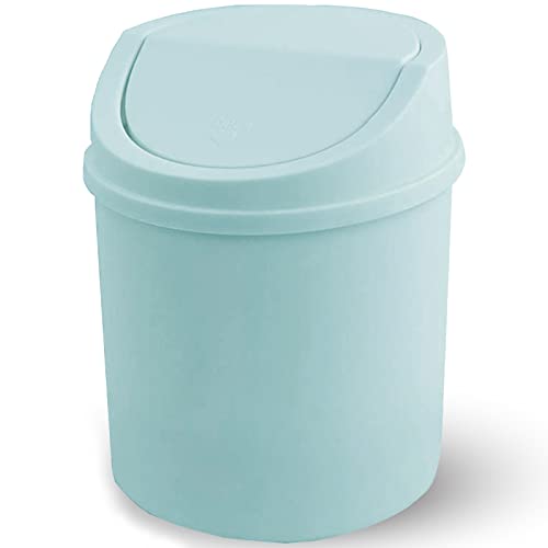 thirei Mini-Mülleimer, mit Deckel, Büro-Mülleimer, Mini-Desktop-Mülleimer, 12,5 x 16cm (Blau) von thirei