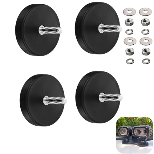 thirei Neodym Magnete, mit Außengewinde, Magnete mit Gewinde, mit Gummi-Mantel Anti-Rutsch, für Schrauben Öse oder Haken (4 Stück-Ø 66 mm) von thirei