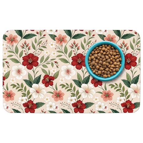 Gemusterte Katzen- und Hundenapfunterlage für Futter und Wasser, 43,2 x 76,2 cm, schnell trocknend, saugfähig, umweltfreundliches Hunde-Tischset Gemusterte Katzen- und Hundenapfunterlage für Futter und Wasser, 43,2 x 76,2 cm, schnell trocknend, saugfähig, umweltfreundliches Hunde-Tischset von thmasamwr