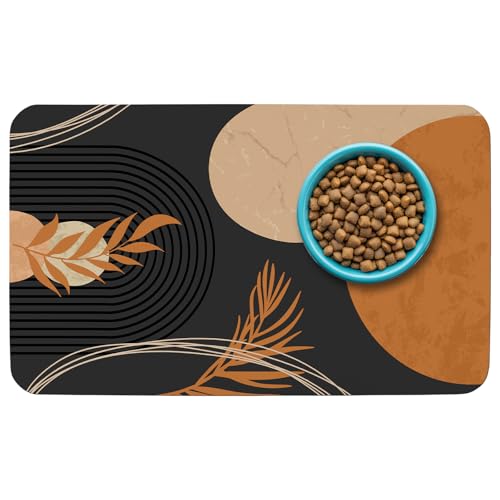 Gemusterte Katzen- und Hundenapfunterlage für Futter und Wasser, 43,2 x 76,2 cm, schnell trocknend, saugfähig, umweltfreundliches Hunde-Tischset von thmasamwr