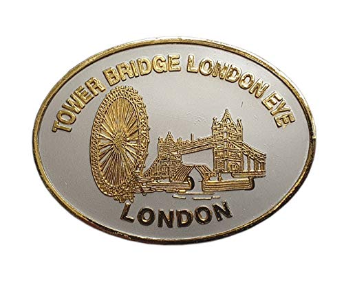 thomas benacci Kühlschrankmagnet aus Zinn mit Tower Bridge und London Eye, oval, Metall, britisches Symbol, Souvenir aus England von thomas benacci