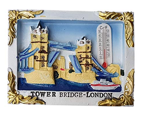 thomas benacci Tower Bridge London Kühlschrankmagnet mit Thermometer – mit Vintage-Rahmen – britisches Souvenir für Zuhause, Küche, Büro aus England von thomas benacci