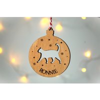 Katze Weihnachtsdekoration, Haustier-Liebhaber Weihnachtsgeschenk, Weihnachtsbaum-Dekor, Hölzerne Baumverzierung, Personalisierte Katzendekoration von threepeakscompany