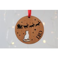 Personalisierte Katze Weihnachtskugel, Weihnachtsdekoration, Haustier-Liebhaber-Weihnachtsgeschenk, Haustier-Weihnachtsbaum-Dekor, Hölzerne von threepeakscompany