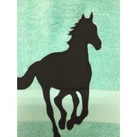 Pferd Handtuch, Badetuch Pferd, Badezimmer Dekor Silhouette, Personalisiertes Badetuch, Handtuch Mit Kinder von threetreesdesigns