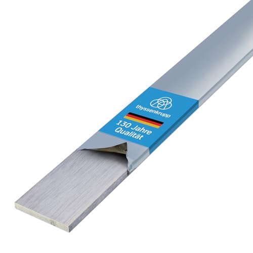 thyssenkrupp Flachprofil Edelstahl K240 geschliffen 50 x 5 mm in 1000 mm Länge | Flachstahl Flachstange Flachmaterial | Werkstoff: 1.4301 V2A von thyssenkrupp