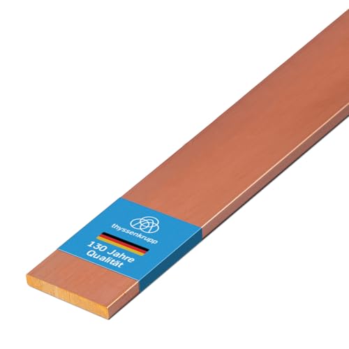 thyssenkrupp Kupferstange 40 x 5 mm in 1500 mm Länge | Flachprofil Kupfer Flachstange Flachmaterial | CW004A rundkantig R250 von thyssenkrupp