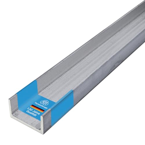 thyssenkrupp U-Profil Edelstahl 25 x 50 x 25 x 3/3,5 mm in 2000 mm Länge | U-Metall U-Träger Edelstahlprofil | 1.4301 V2A | warmgewalzt von thyssenkrupp