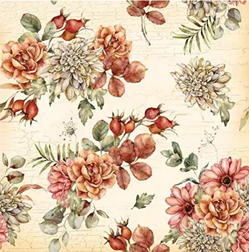 20 Servietten Dahlien- und Rosen-Komposition Vintage | Rosen | Herbst | Tischdeko | Decoupage | Serviettentechnik 33x33cm von ti-flair