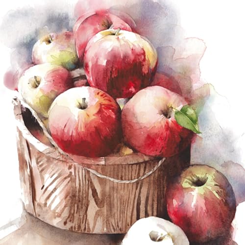 20 Servietten Eimer voller frischer Äpfel | Essen | Apfel | Garten | Tischdeko | Decoupage | Serviettentechnik 33x33cm von ti-flair