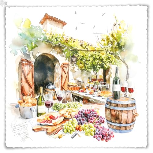 20 Servietten Essen & Trinken Weinfest im Sommer als Tischdeko. Papierservietten mit Motiv. Auch für Decoupage und Serviettentechnik 33x33cm von ti-flair