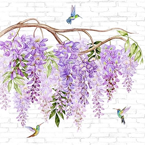 20 Servietten Natur Kolibris an Wisteria als Tischdeko. Papierservietten mit Motiv. Auch für Decoupage und Serviettentechnik 33x33cm von ti-flair