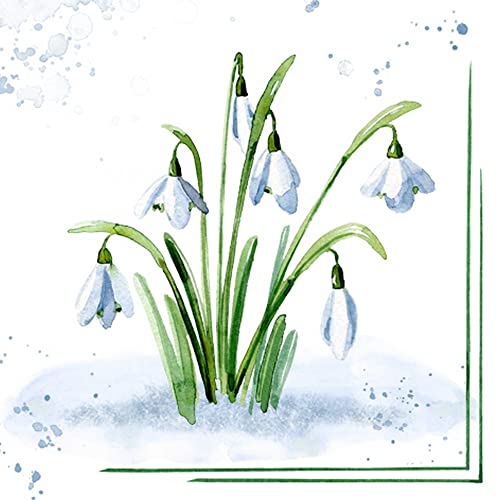 20 Servietten Schöne Schneeglöckchen | Blumen | Winter | Frühling | Tischdeko | Decoupage | Serviettentechnik 33x33cm von ti-flair