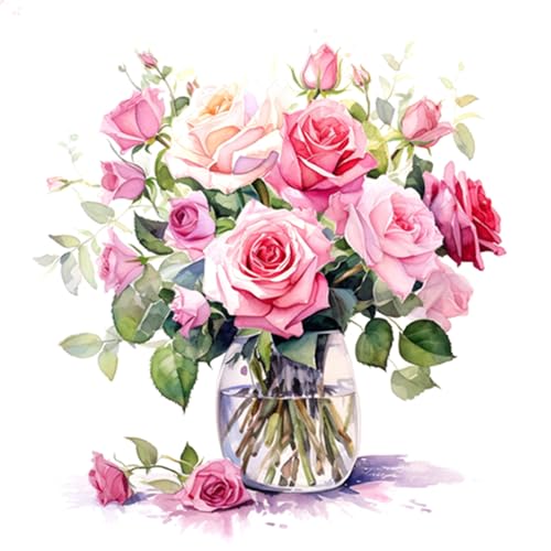Servietten Papier 33x33cm 3-lagig 20 Stück - hochwertig & nachhaltig - Einweg Papierservietten für Feier Hochzeit Geburtstag Tischdeko Frühling Sommer Party - Rosen in Vase Blumen Landhausstil von ti-flair