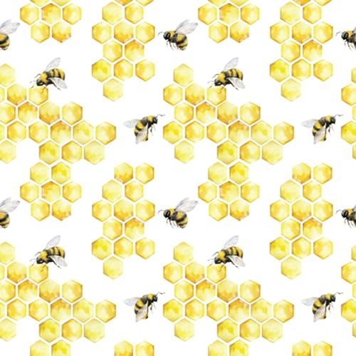 Servietten Papier 33x33cm 3-lagig 20 Stück mit Bienen Motiv - hochwertig & nachhaltig - Einweg Motivservietten Geburtstagservietten - Papierservietten für Ostern Geburtstag Alltag - Weiß Gelb von ti-flair