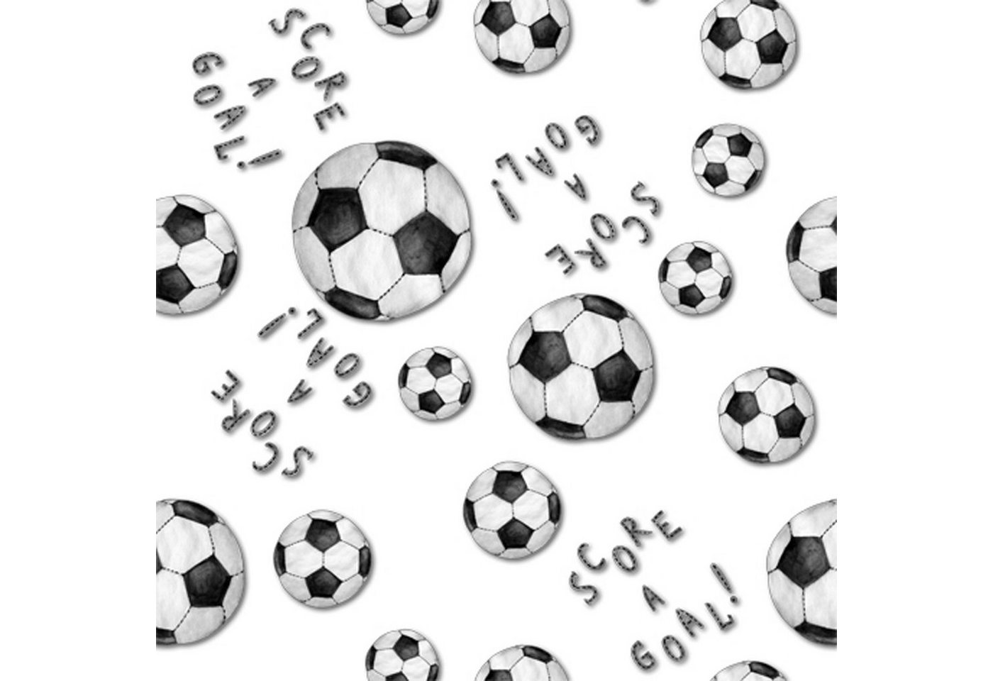 ti-flair Papierserviette, Servietten Papier 33x33cm 3-lagig Fußball 20 Stück weiß / schwarz von ti-flair