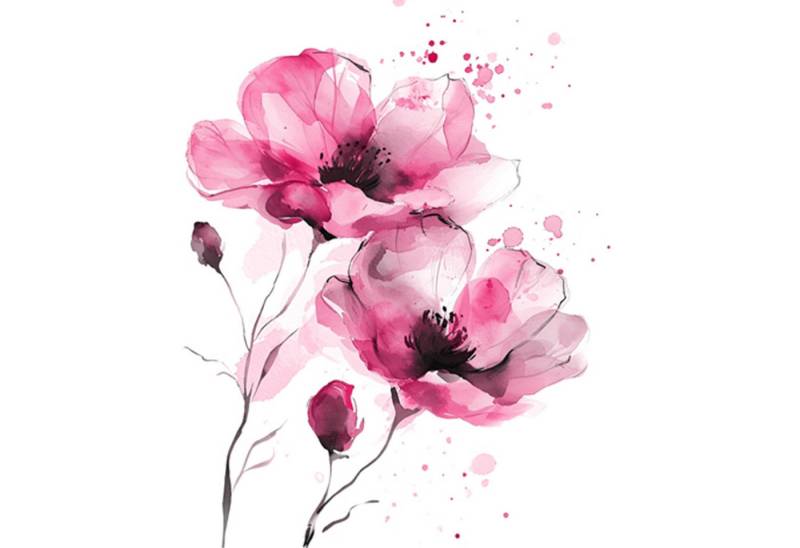 ti-flair Papierserviette, Servietten Papier 33x33cm 3-lag Aquarell Mohnblumen Motiv 20 Stk Rosa von ti-flair