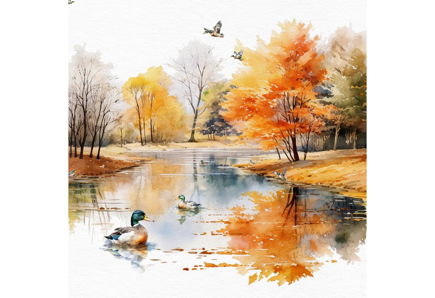 ti-flair Papierserviette, Servietten Papier 33x33cm 3-lag. mit Enten am Teich Motiv 20 Stück von ti-flair