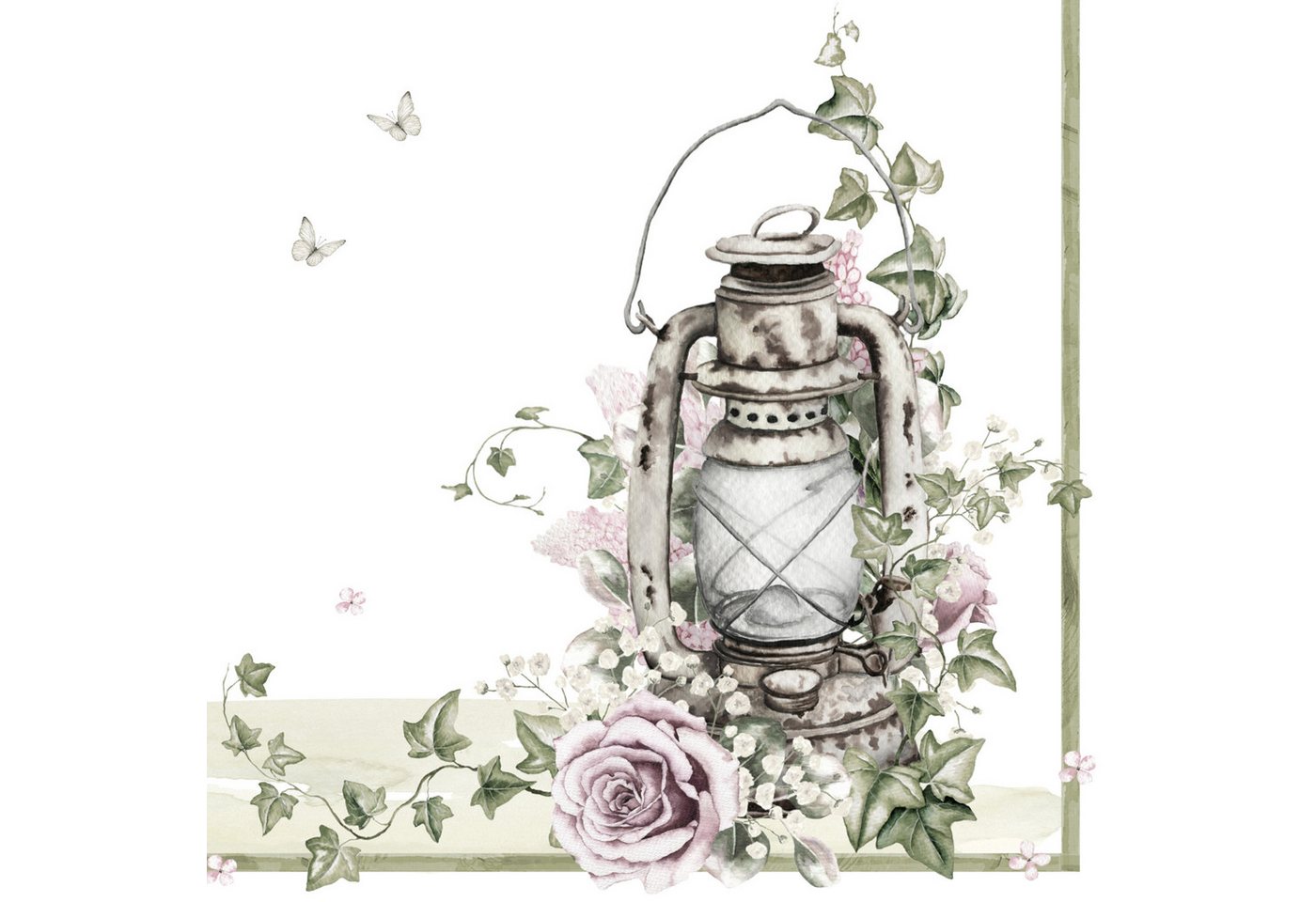 ti-flair Papierserviette, Servietten Papier 33x33cm 3-lag. mit Öllampe und Rosen Motiv 20 Stück ti-flair Papierserviette, Servietten Papier 33x33cm 3-lag. mit Öllampe und Rosen Motiv 20 Stück von ti-flair