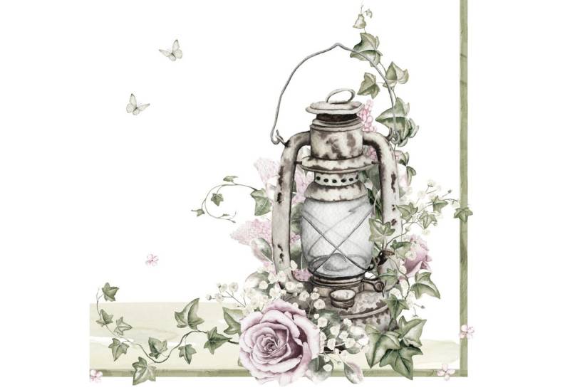 ti-flair Papierserviette, Servietten Papier 33x33cm 3-lag. mit Öllampe und Rosen Motiv 20 Stück ti-flair Papierserviette, Servietten Papier 33x33cm 3-lag. mit Öllampe und Rosen Motiv 20 Stück von ti-flair
