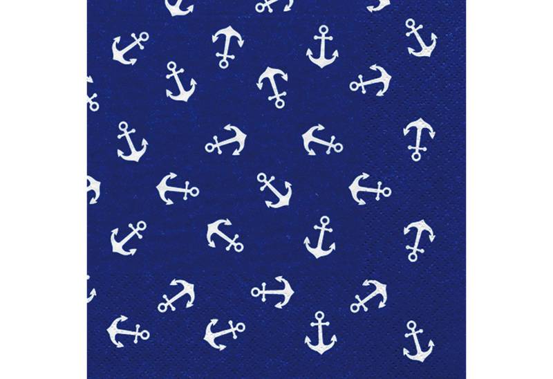 ti-flair Papierserviette, Servietten Papier 33x33cm 3-lagig Anker Muster 20 Stück Blau / Weiß von ti-flair