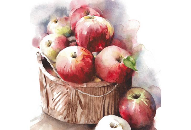 ti-flair Papierserviette, Servietten Papier 33x33cm 3-lagig Apfel Motiv 20 Stück Rot / Braun von ti-flair