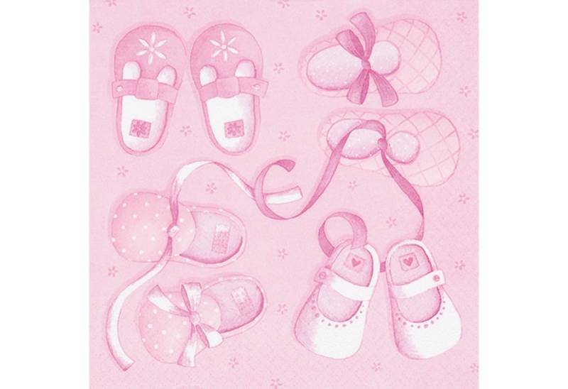 ti-flair Papierserviette, Servietten Papier 33x33cm 3-lagig Babyschuhe Motiv 20 Stück Rosa von ti-flair