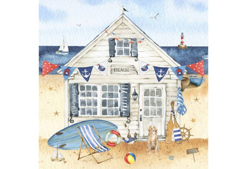 ti-flair Papierserviette, Servietten Papier 33x33cm 3-lagig Haus am Strand Motiv 20 Stück von ti-flair