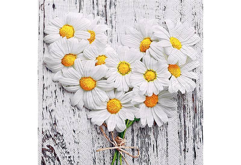 ti-flair Papierserviette, Servietten Papier 33x33cm 3-lagig Herz aus Gänseblümchen 20 Stück Grau von ti-flair