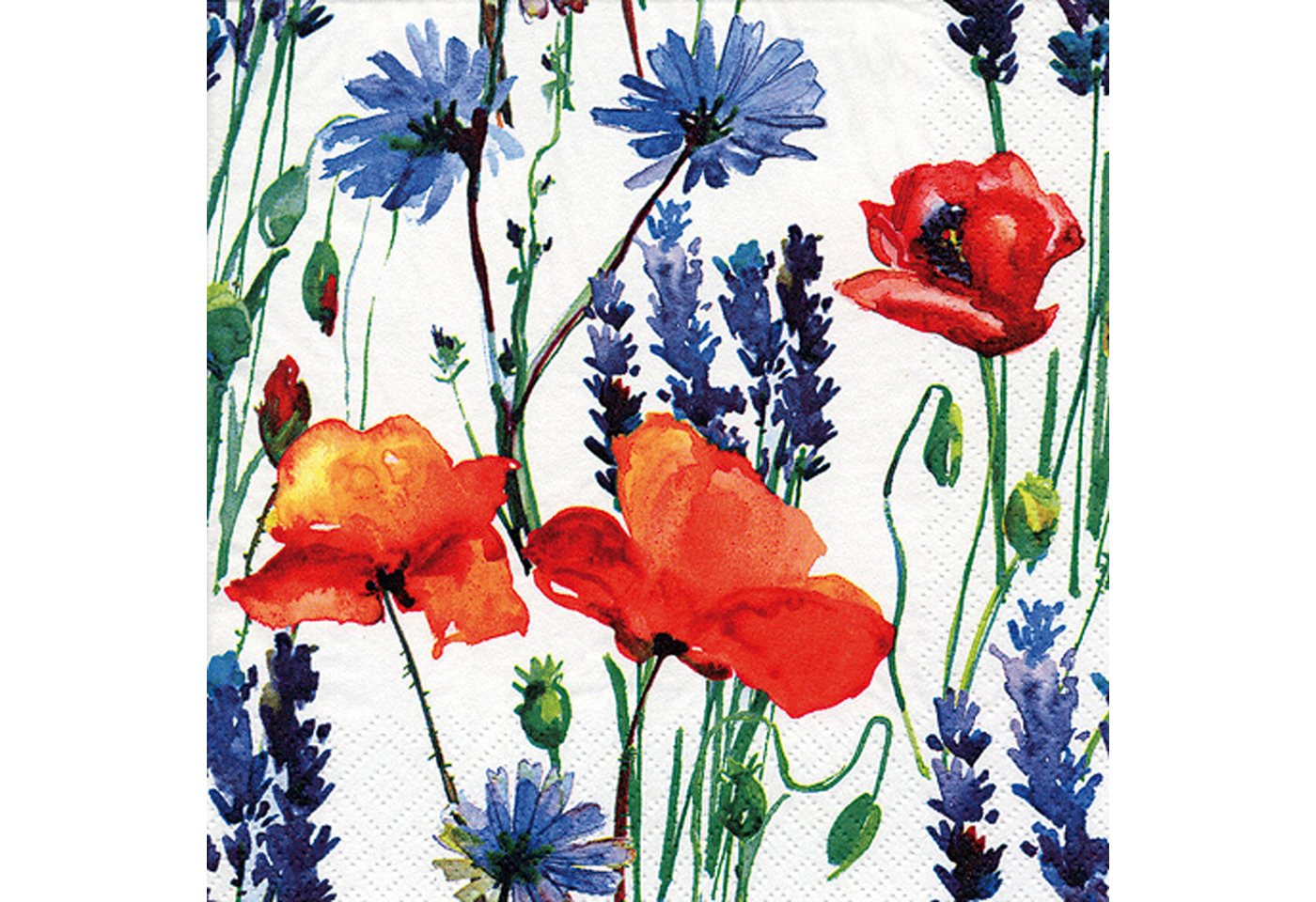 ti-flair Papierserviette, Servietten Papier 33x33cm 3-lagig Mohnblumen Kornblumen 20 Stück von ti-flair