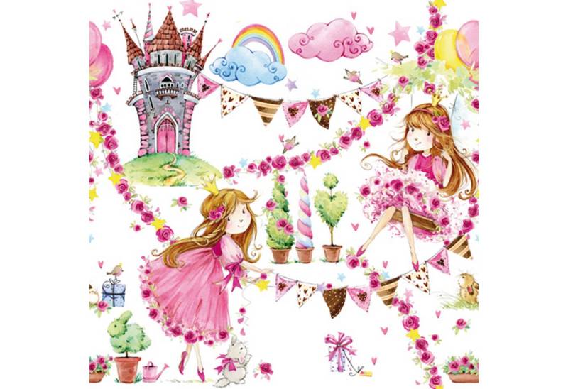 ti-flair Papierserviette, Servietten Papier 33x33cm 3-lagig Prinzessinen Märchenschloss 20 Stück von ti-flair